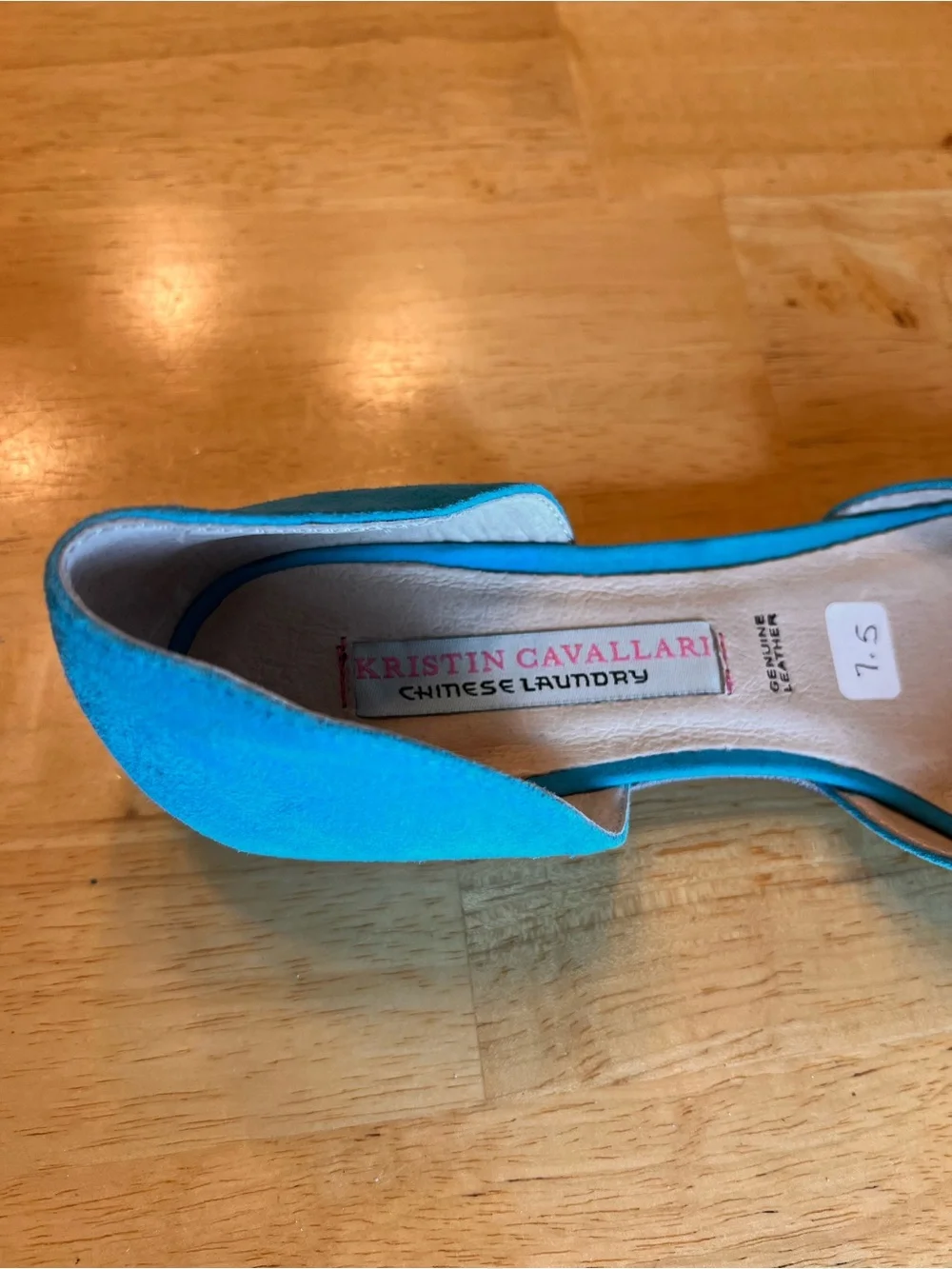Teal Suede Pointed D'Orsay Flats Chinese Laundry Kristin Cavalleri 7.5 nwot